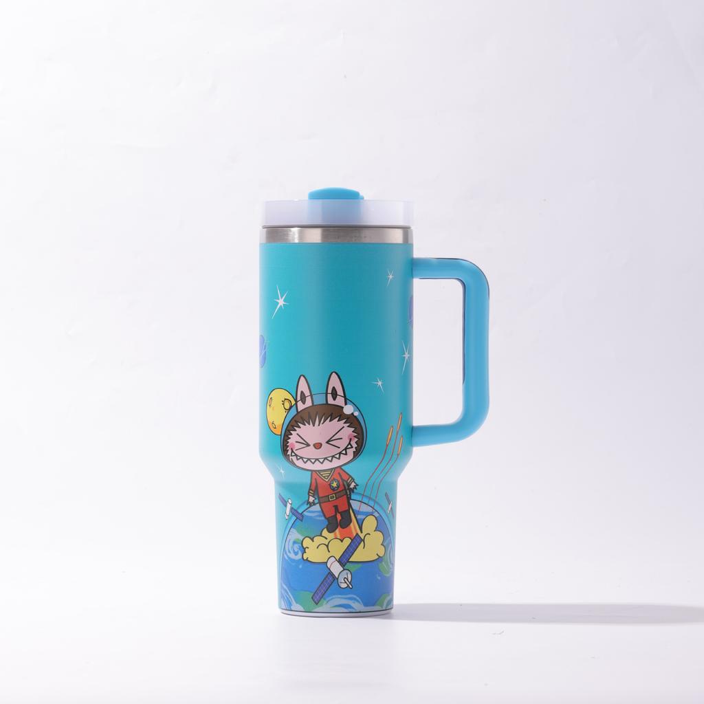 0oz Car Cup Thermos Cup Bingba Cup with Handle Strap Straw Cup