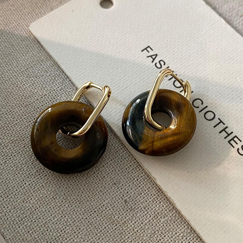 Geometriske ovale øredobber med stift, vridd kantdesign, premium følelse øredobber, middelalderske vintage franske retro øredobber