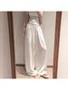 Women's White Linen High-Waisted Wide-Leg Pants - Spring Style, Drapey, Sun Protection, Cotton-Blend Casuals