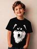 Children's Husky Print Cotton Stylish Short Sleeve Top