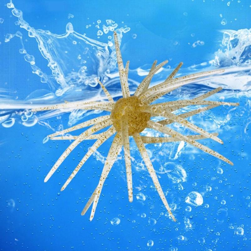 6PCS/Lot Elastic Floating Lures Baits Shaped Like Sea Urchins With Build In Flash For Biggest Visibilities Underwater