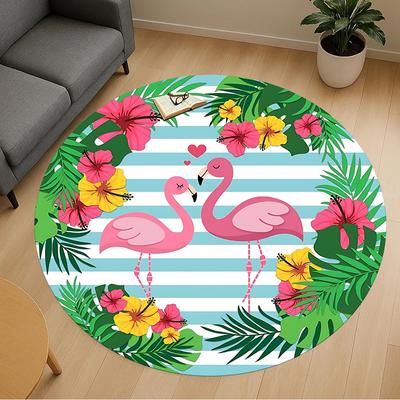 1pc Flamingo Tropical Round Chair Mat Area Rug - Non-Slip, Floor Mat for Office, Bedroom, and Indoor Decor C1125264