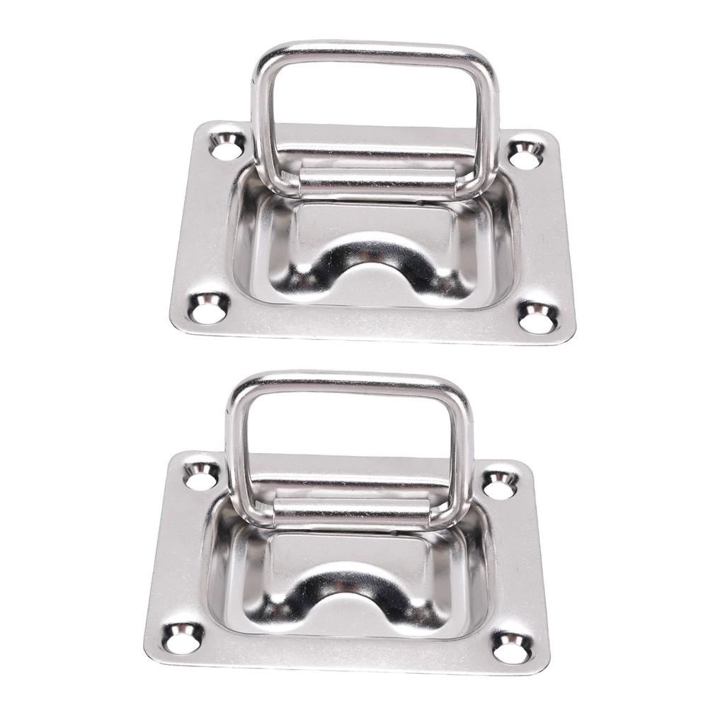 2 Pcs Recessed Hatch Pull Handle 316 Stainless Steel Flush Mount Ring Pull Handle for Boats Yachts