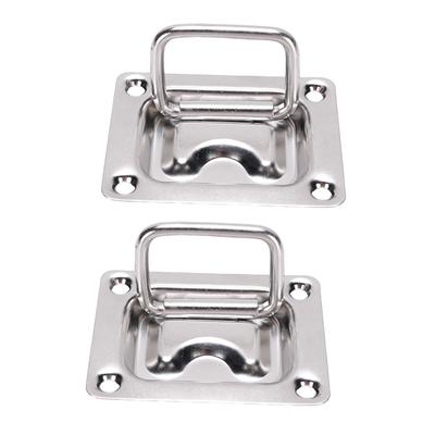 2 Pcs Recessed Hatch Pull Handle 316 Stainless Steel Flush Mount Ring Pull Handle for Boats Yachts 2.98x2.24x0.31in