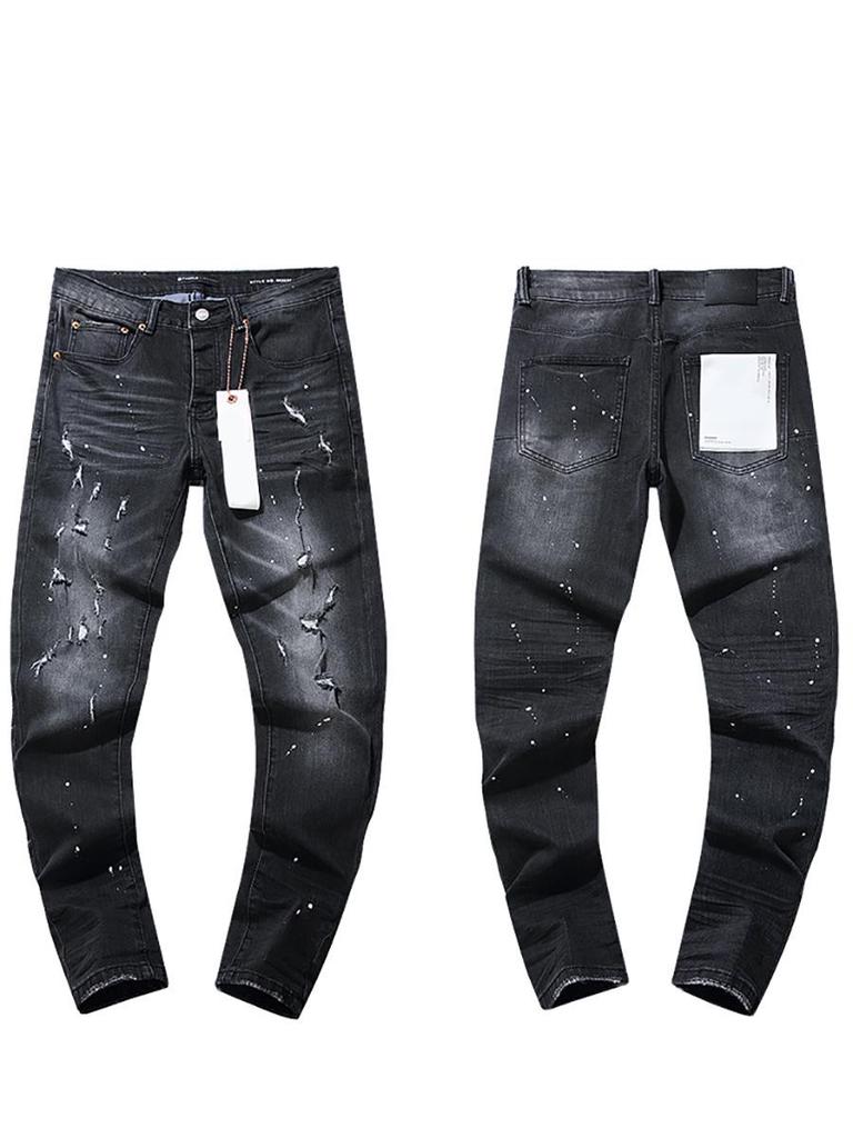 European and American Purple Slim Men's Trendy Light Luxury Elastic Jeans