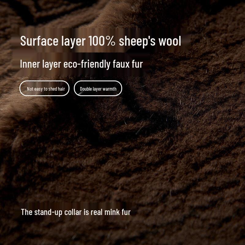 Hodo Men's 100% Wool Coat with Detachable Fur Collar