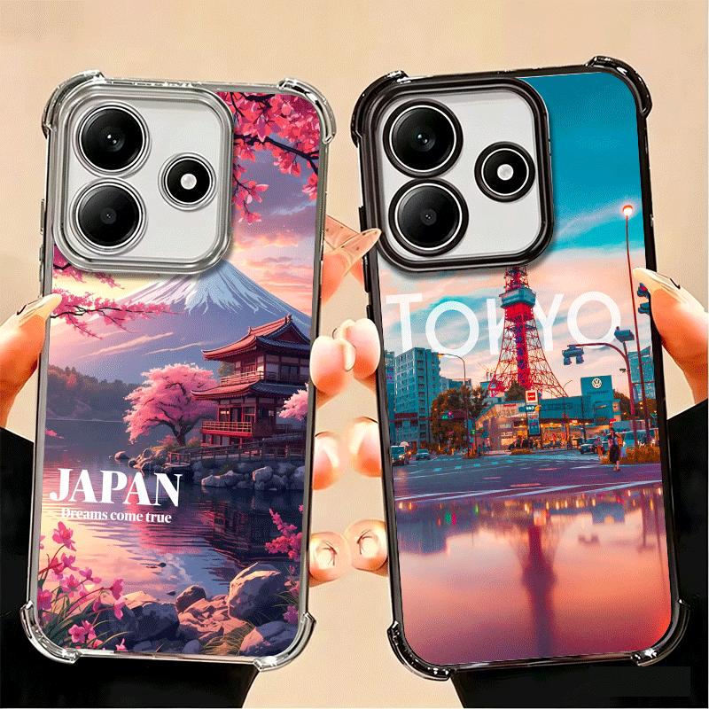 Osaka Tokyo Japan Scenery Plating Phone Case For Xiaomi Poco X5 X6 X7 X8 Pro Max F8 Ultra F7 M8 M7 M5S Redmi 15C 15 14C 13C 13 X
