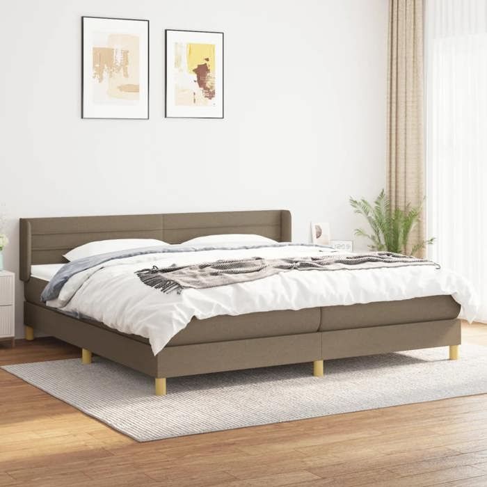 3130381 vidaXL Divan Bed with Mattress Taupe 200x200 Cm Fabric