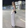 Women's Retro High-Waist American Flag Patch Grey Sweatpants - Y2K Wide-Leg Street Style