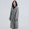 Yiliteng Women's Double-Faced Pure Wool Long Coat with Belt