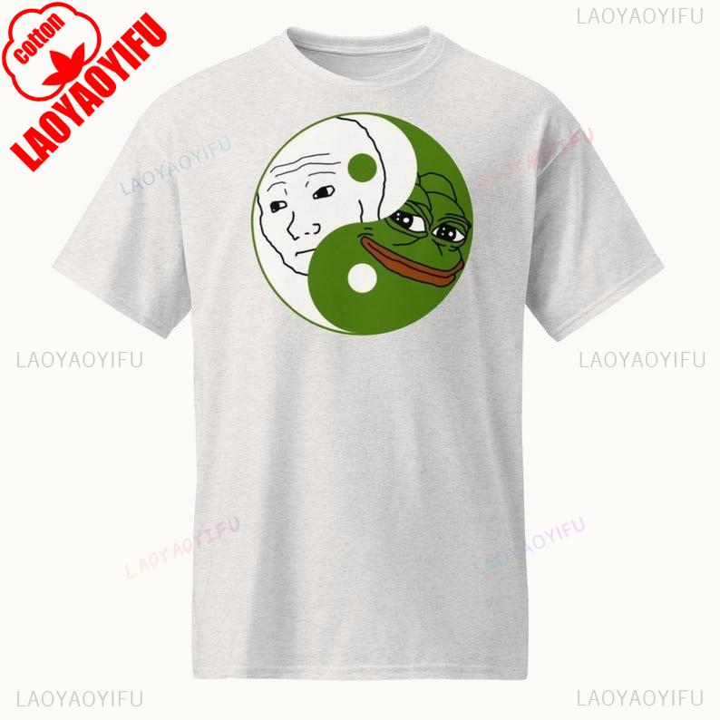 

Funny Pepe The Frog and Wojak Yin Yang Meme Print T-shirt Summer Fashion Casual Comfortable Soft Cotton Unisex Tees Streetwear 4XL