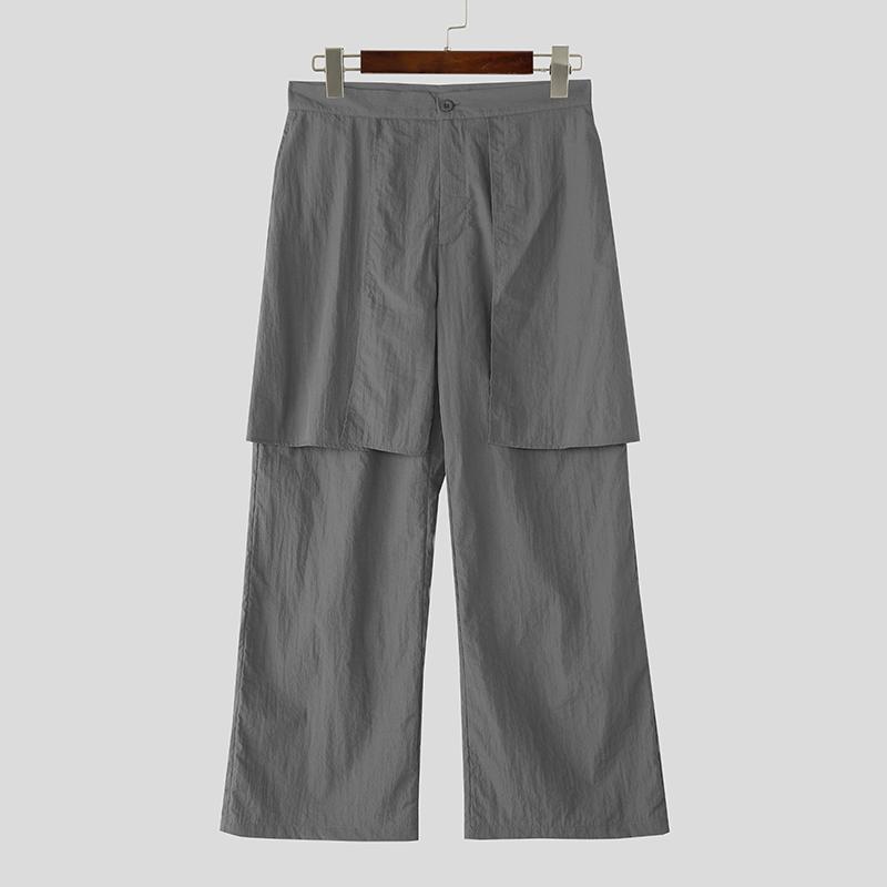 

INCERUN Мужские брюки карго на молнии, однотонные, повседневные, длинные 5XL серый