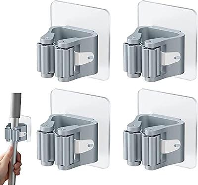 4 Pièces Porte-Serpillère Auto-Adhésif Porte-Balai Mural Blanc Porte-Serpillère Pas de Perçage Organisateur à Clips Mural Fixation Murale Clips pour Balai Clips pour Balai