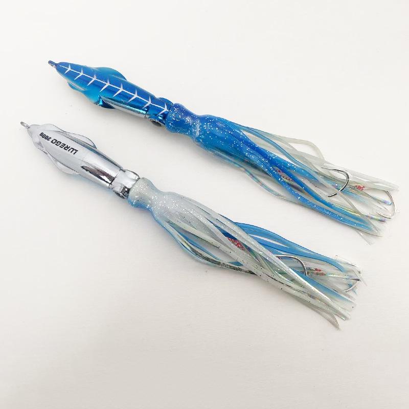 Leuchtende galvanisierte Oktopus-Tintenfisch-Köder, Doppelhaken, 60-200g Blei-Fisch Eisenplatten-Köder.