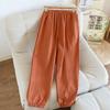 2026 New Spring/Summer Women's Sleeper Pants 100% Cotton Gauze Jacquard Retro Color Knitted Pants Loose Closure Home Pants