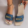 New Rhinestone Flat One-shoulder Shoes for Women Light and Casual Beach Flip-flops