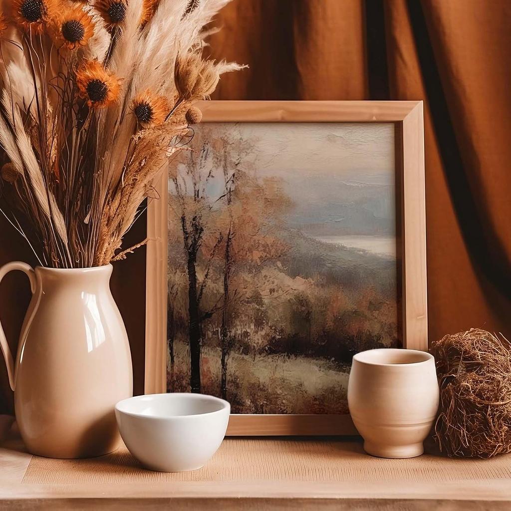 Whaline 10Pcs Fall Thanksgiving Vintage Wall Art Prints Assorted Rustic Aesthetic Paper Posters Retro Autumn Scenery Picture Decoration for Gallery