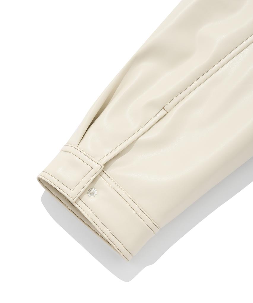 Fallett Topstitch Vegan Leather Padded Blouson Ivory