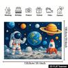 2D Space-themed Graphic Design - Astronaut Background Image - Lunar Surface Astronaut Planets Rockets and Celestial Elements