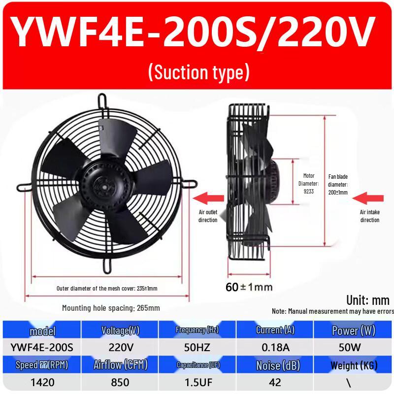 Осевой вытяжной вентилятор Tai Ju Fu YWF4E-200S, DC, вилка CN (адаптер в комплекте)