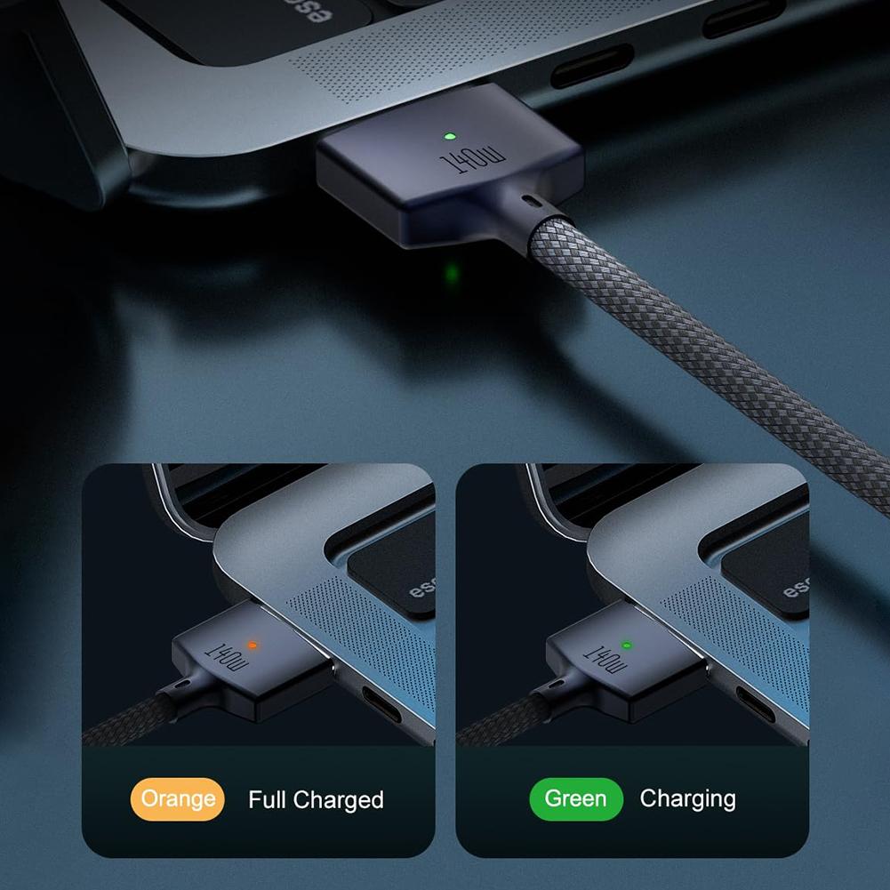 Byscoon 140W PD Cable For Magsafe 3 Magnetic Cable For Macbook Pro Air 13 14 16 M1 M2 LED Indicators Fast Charger Cord Adapter