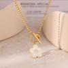 Stainless Steel Necklaces Exquisite Cartoon Flower Shell Pendant Toggle Button Chain Choker Fashion Necklace For Women Zircon