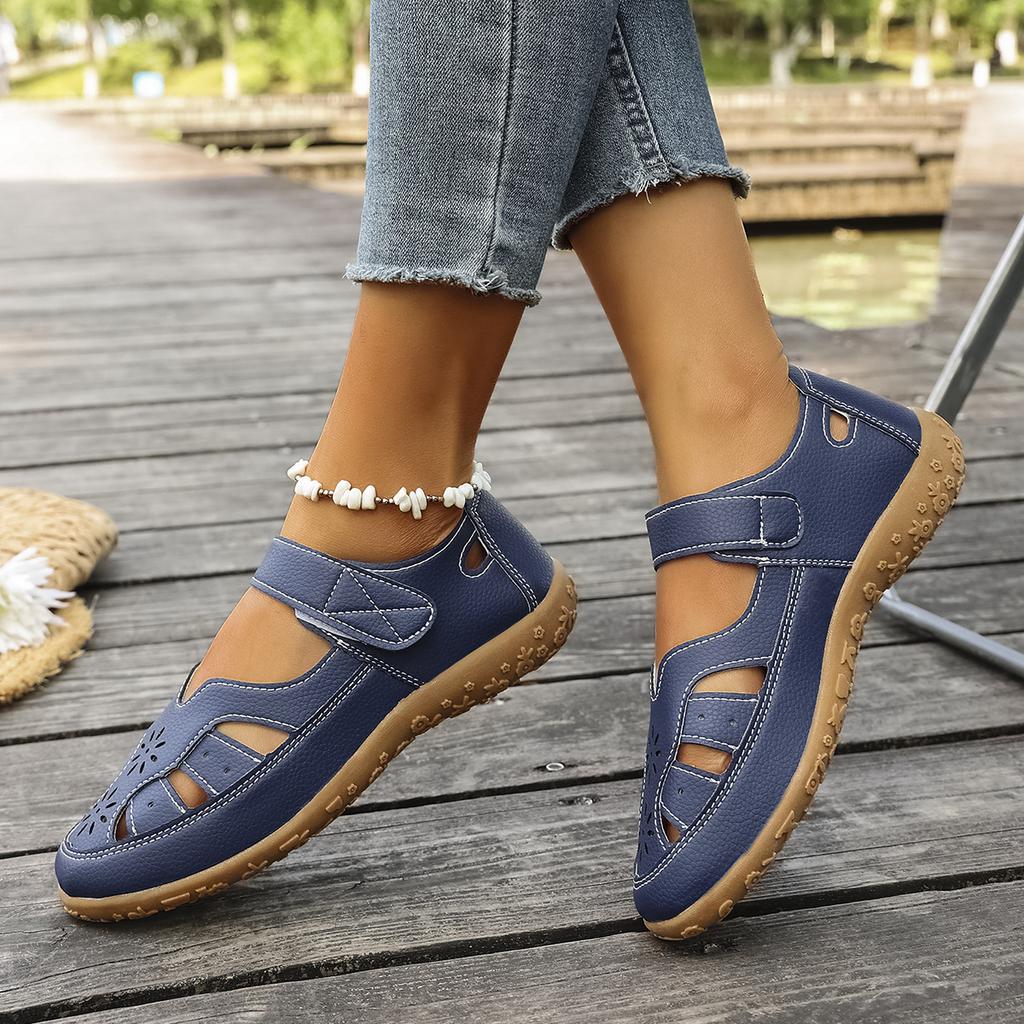 Fashion Women Sandals Comfortable Ankle Hollow Round Toe Sandals Woman Zapatos De Mujer 2025 New Soft Beach Sole Female Shoes for Women