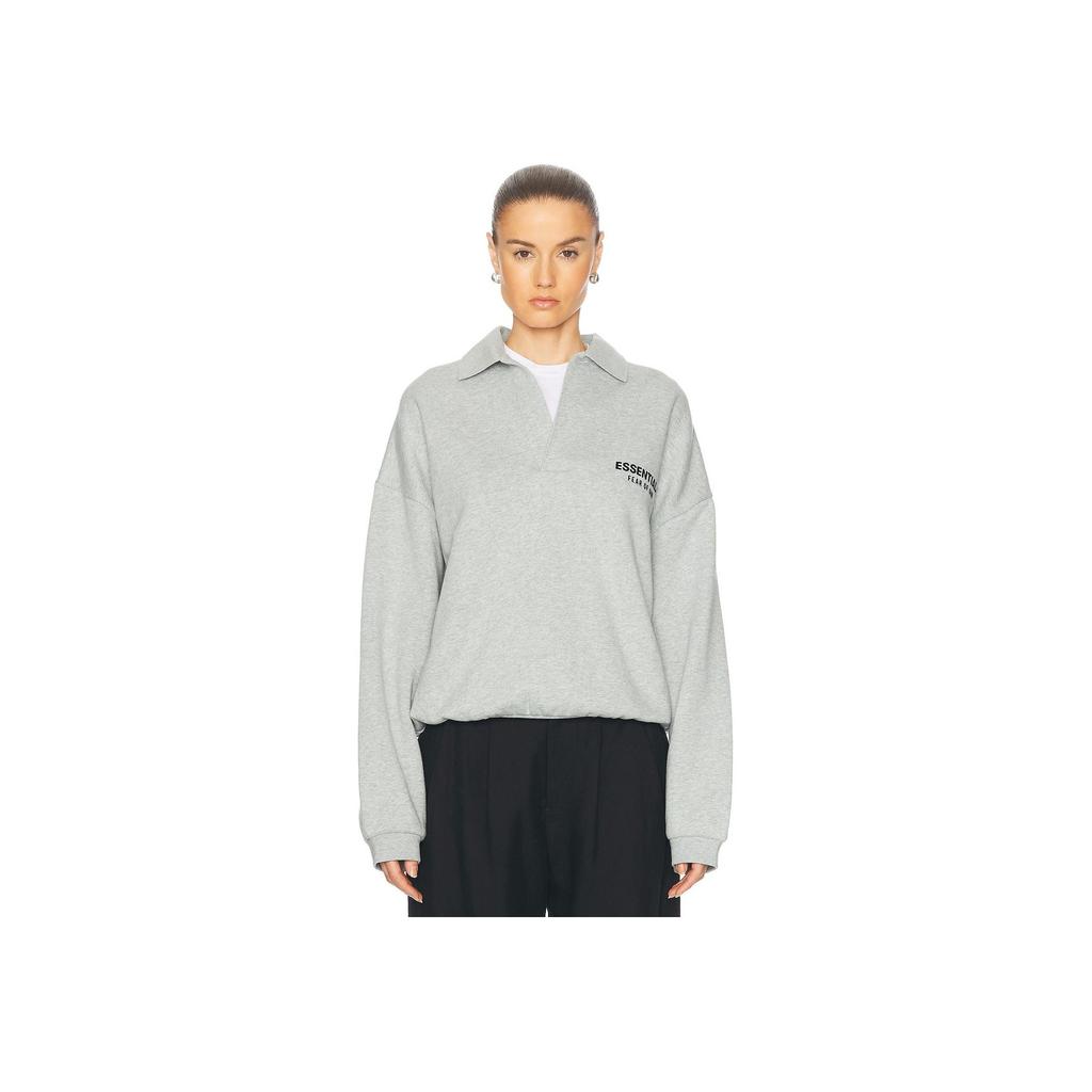 Fear of God Essentials Fleece Polo Light Heather Grey Men Tops 192HO244398F