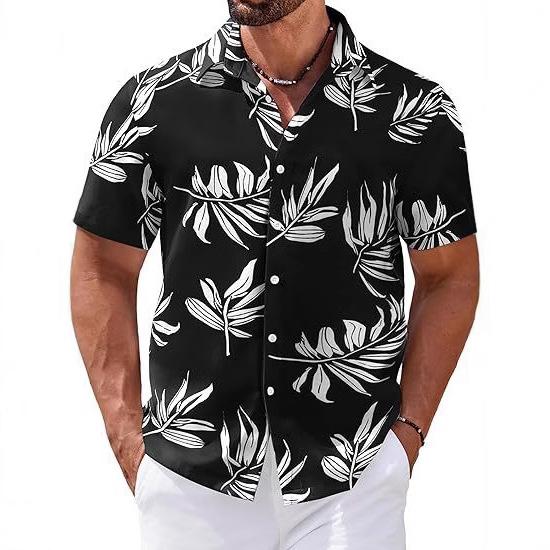 Independence Station Men'S Short Sleeve Shirt Hawaiian Beach 3D Printed Fashion Versatile Lapel Shirt