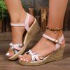 Fashion Shoes for Women 2024 Hot Sale Buckle Strap Women's Sandals Fashion Printing Dress Sandals Women New Peep Toe Wedge Sandals