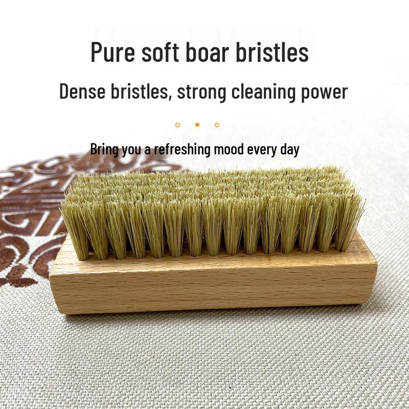 Small Square Beech Wood Pig Hair Shoe Brush for Hard Bristle Cleaning of Leather and Sports Shoes