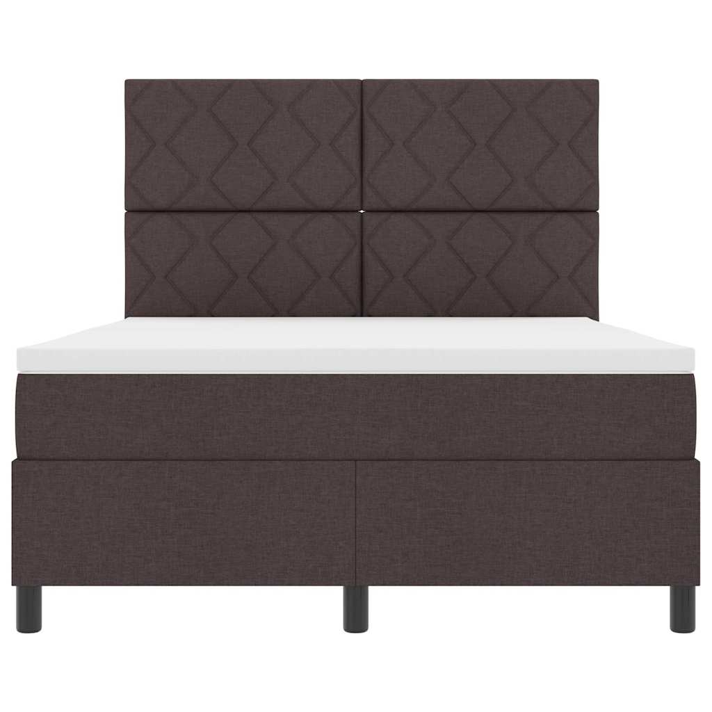 Boxspring Bed with Headboard Dark Brown 160 x 200 cm Fabric