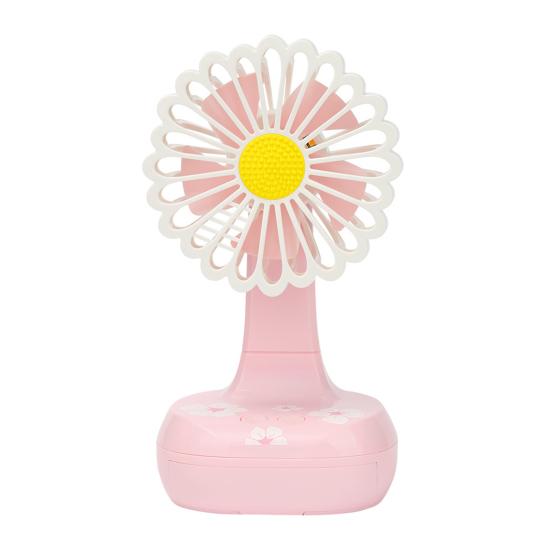 Summer Flower Desk Fan with Night Light Phone Holder 3-Speed Angle Adjustable Fan Rechargeable Office Bedroom Travel Personal Cooling