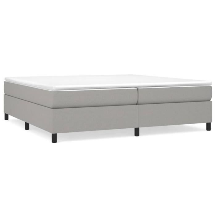 3144447 vidaXL Lit à sommier tapissier avec matelas Gris clair 200x200cm Tissu