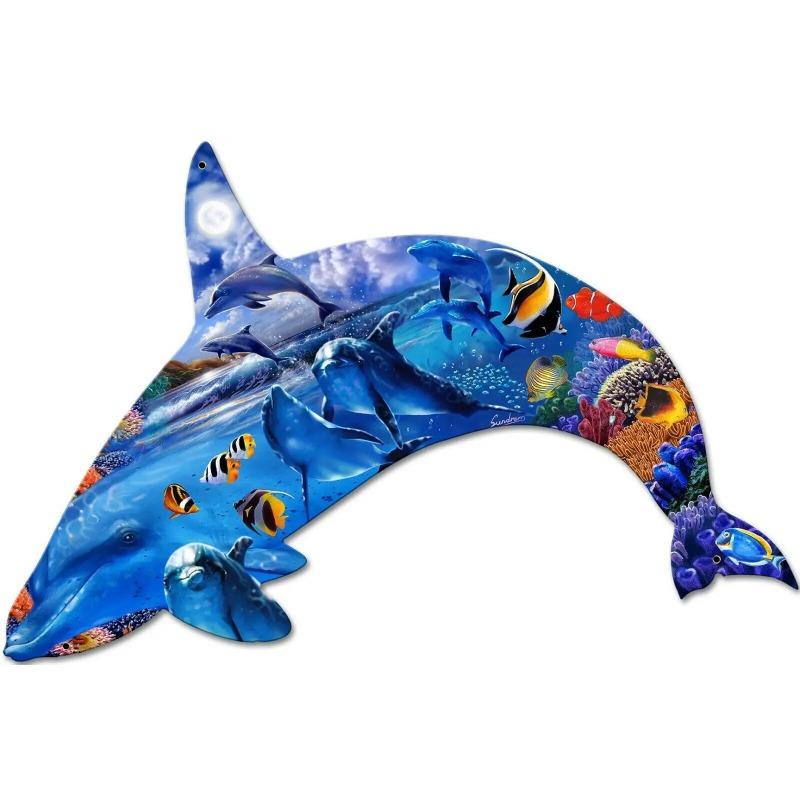Whale 3d Jigsaw Wooden Animal Puzzles Toys Underwater World Fish Unique Puzzle Gift Interactive Games Educational Toy