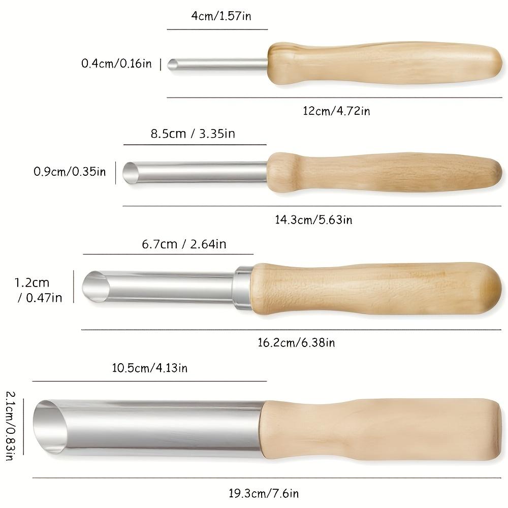 4 Pcs Solid Wood Stainless Steel Clay Hole Puncher Pottery Drilling Tool Wood Handle Ceramic Hole Maker for DIY Soft Clay Craft