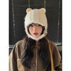 Sweet and cute bear ears knitted plush hat for women's autumn and winter new ear protection, cold protection and warmth Lei Feng hat