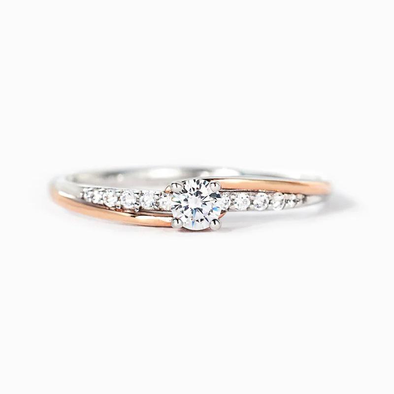 Simple Two-Color Tail Ring, Thin Ring Slightly Inlaid Geometric Ring, Swing Arm Design Fashionable Korean Style Ring