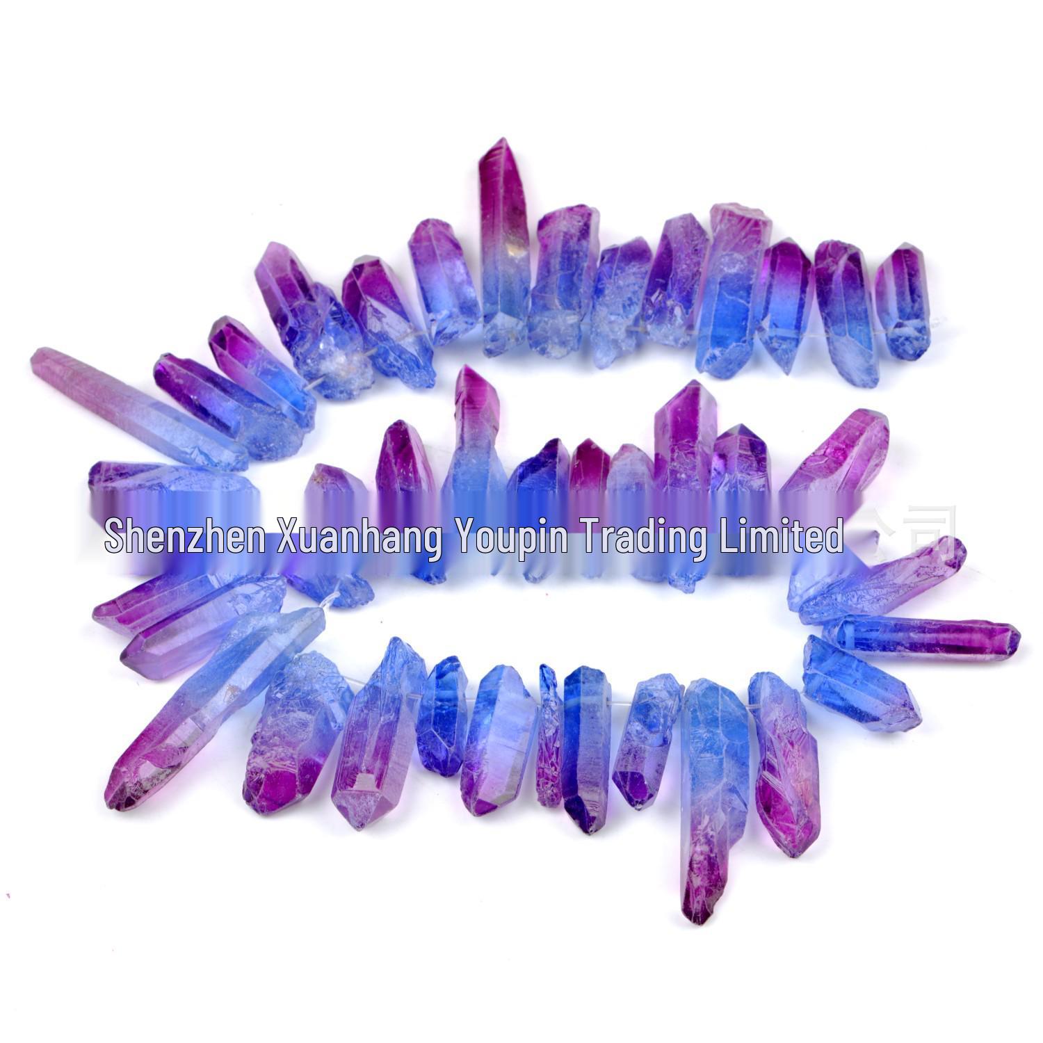 

Гальванизированные двухцветные кристаллы в форме шестигранной призмы, 7-11 мм натуральный необработанный камень, аксессуары для вечеринок и дней рождения Two-Color Crystal Column with Side Hole