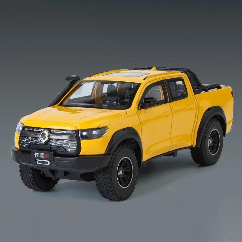 1:24 Great Wall Motor POER Pickup Alloy Car Model Diecast Metal Off-road Vehicles Car Model Simulation Sound Light Kids Toy Gift