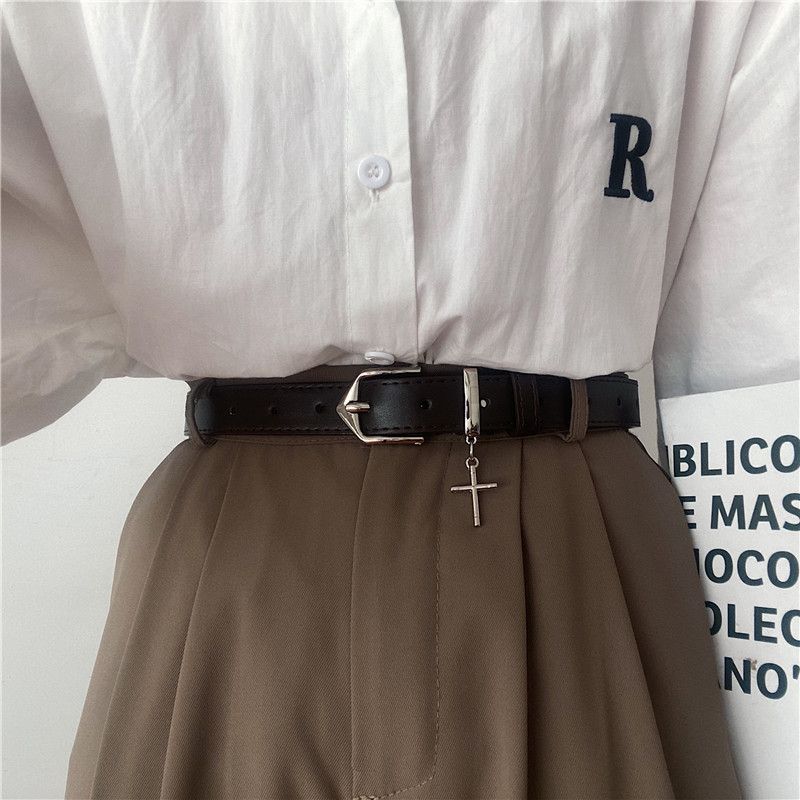 

Minimalist Black Chic Pu Belt For Women With Versatile Design Perfect For Occasion Any кавовий