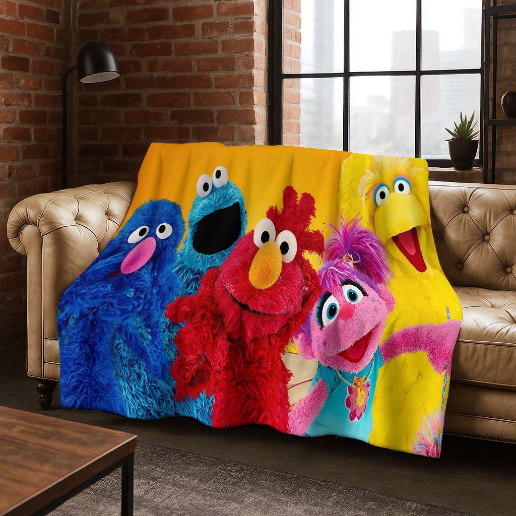 3D S-Sesame Cartoon Art Flannel Blanket,Cozy Soft Throw Blanket for Home Bedroom Bed Sofa Picnic Office Cover Gift Kids
