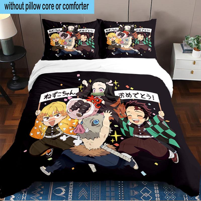 Powerful Demon Anime 3PCS Bedding set,Ideal for1pc Duvet Cover And 2pcs Pillowcases Perfect for Christmas gift,Ideal for Bedroom, Dormitory