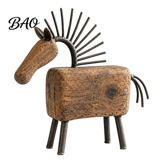 Unique Horse Silhouette Statue Vintage Figurine, Rustic Farmhouse Sculpture, Folk Art Table Ornaments Tabletop Ornament for Home Shelf Mantel Entryway