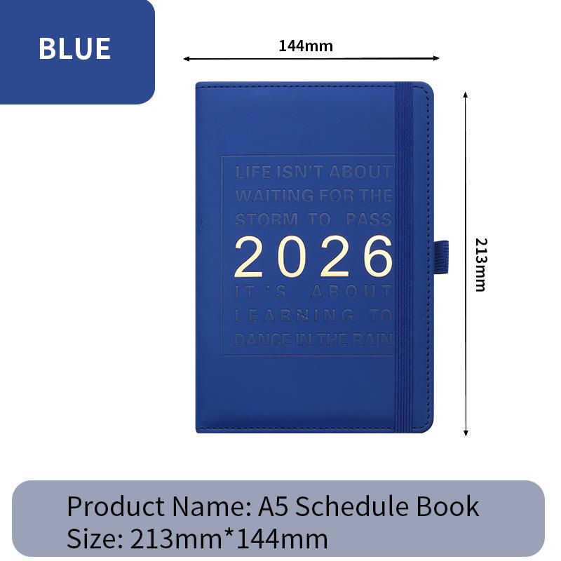 2026 A5 Englischer Jahresplaner mit Gummiband - Kreatives Notizbuch