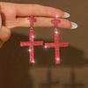 Cross Rhinestone Earrings Long Full Diamond High-End Fashion Earrings Women'S Earrings
