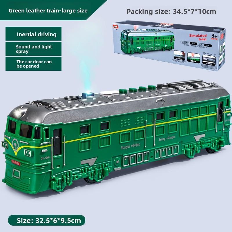 

Inertia Spray Train Led Light Sound Toy For Boys Night Market Play Green Large Train