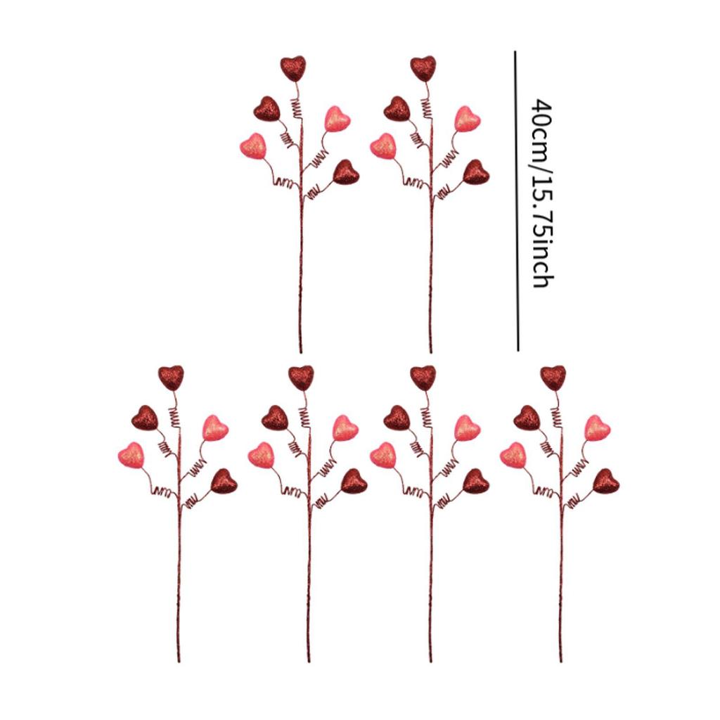 6x Artificial Valentine's Day Heart Picks Decoration for Office Party Home