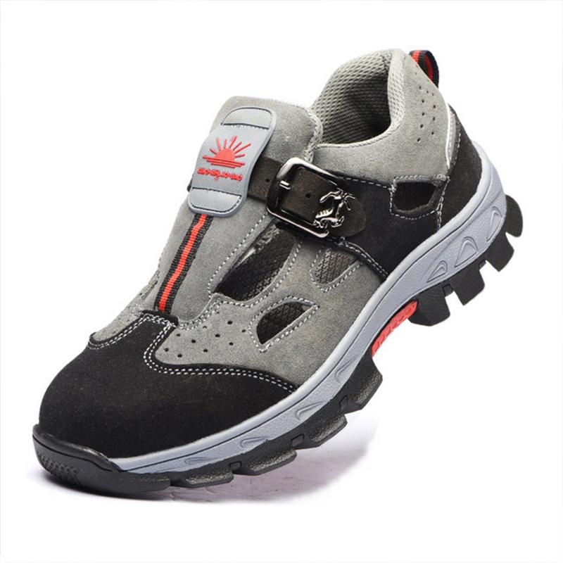 

Модні чоловічі захисні робочі черевики, чоловічі кросівки зі сталевим носком, дихаючі проти проколів, непорушні захисні черевики, робоче взуття, чоловічі сандалі, жіночі 45 сірий колір