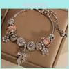 Pink Glass Bead Bracelet For Women With Butterfly Bow Pendant Gift For Travel Memories